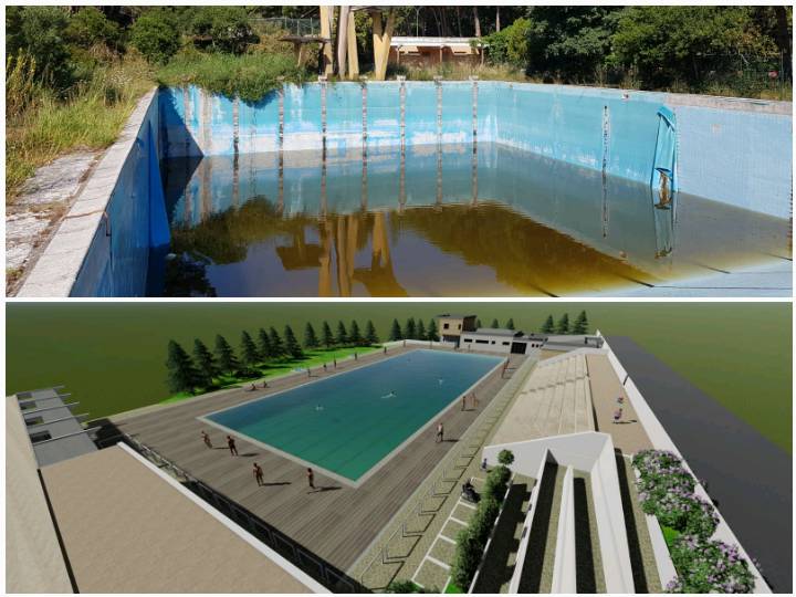 Piscina parco prima e dopo