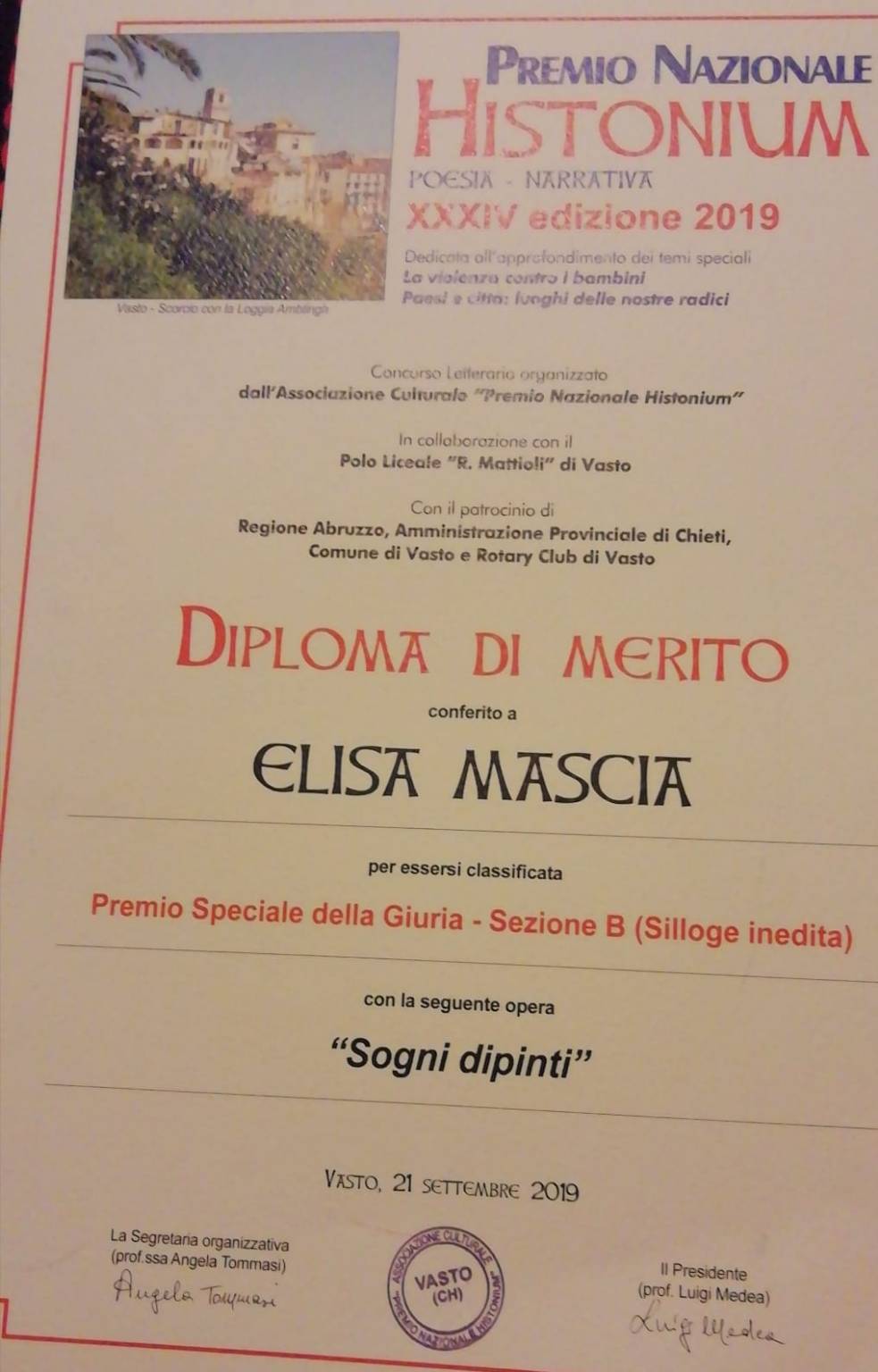 premio histonium poetessa Elisa Mascia