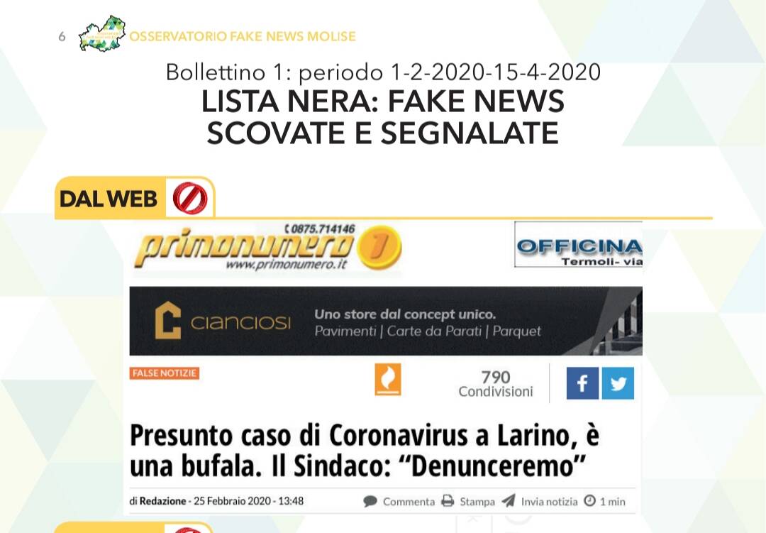report osservatorio fake news