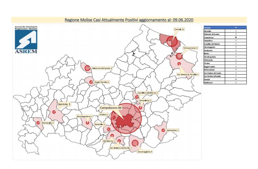 mappa contagi 9 giugno