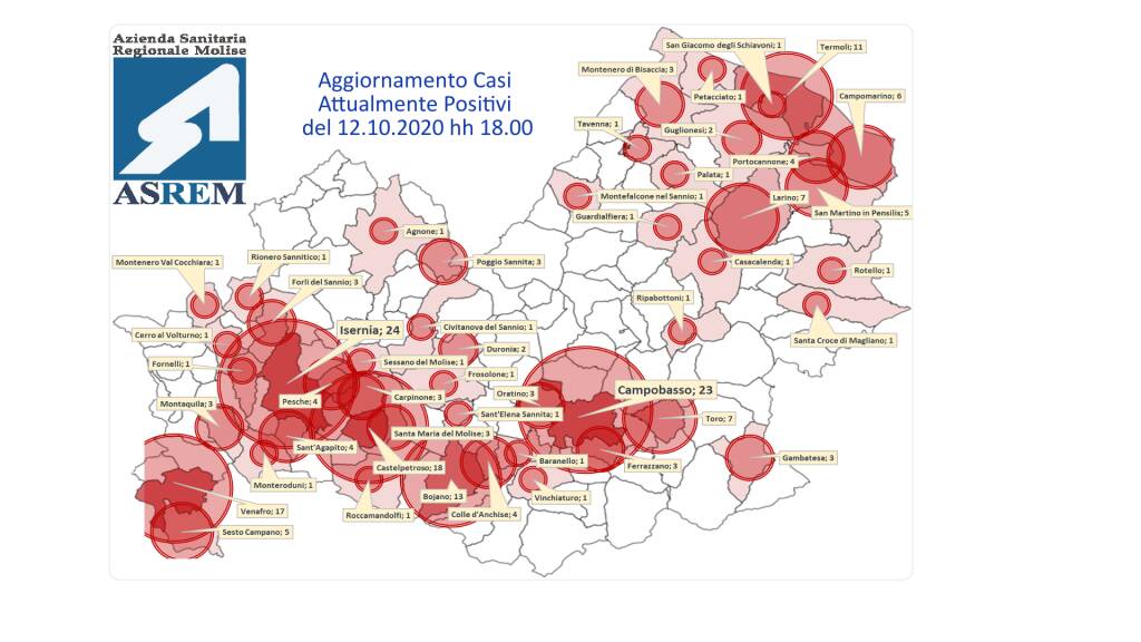 Mappa contagi 12 ottobre