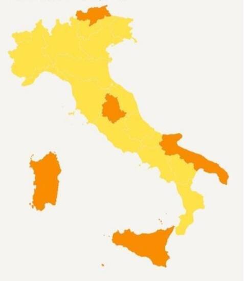 mappa italia colori 31 gennaio