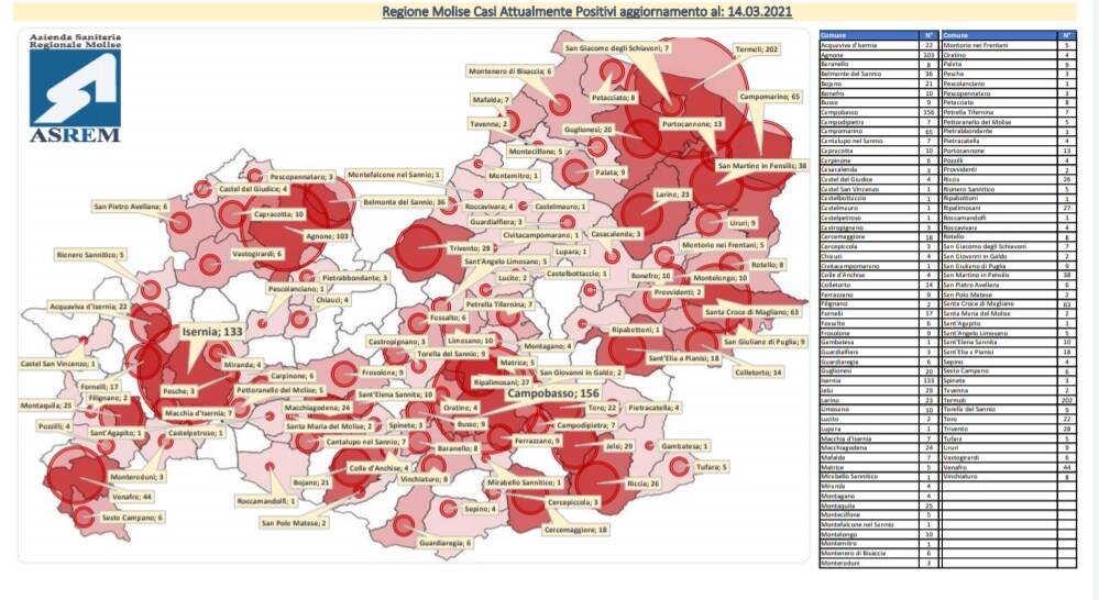 Mappa contagi 14 marzo 