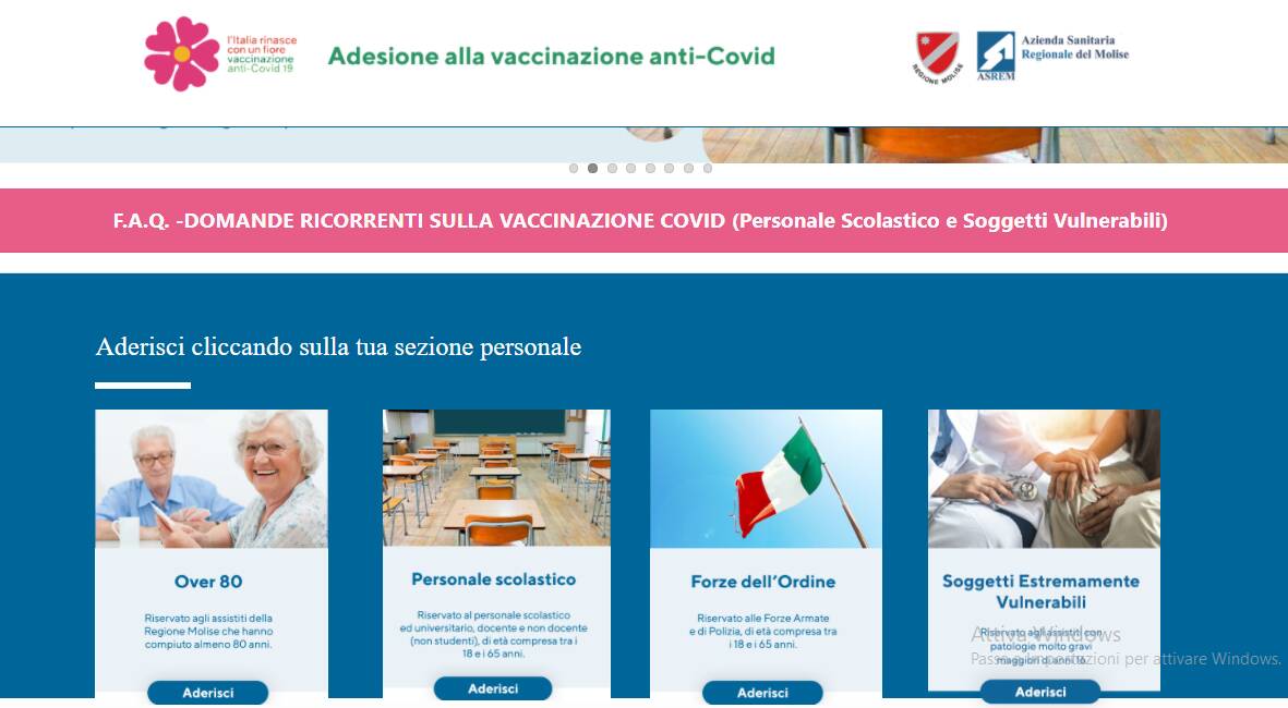 vaccini molise faq