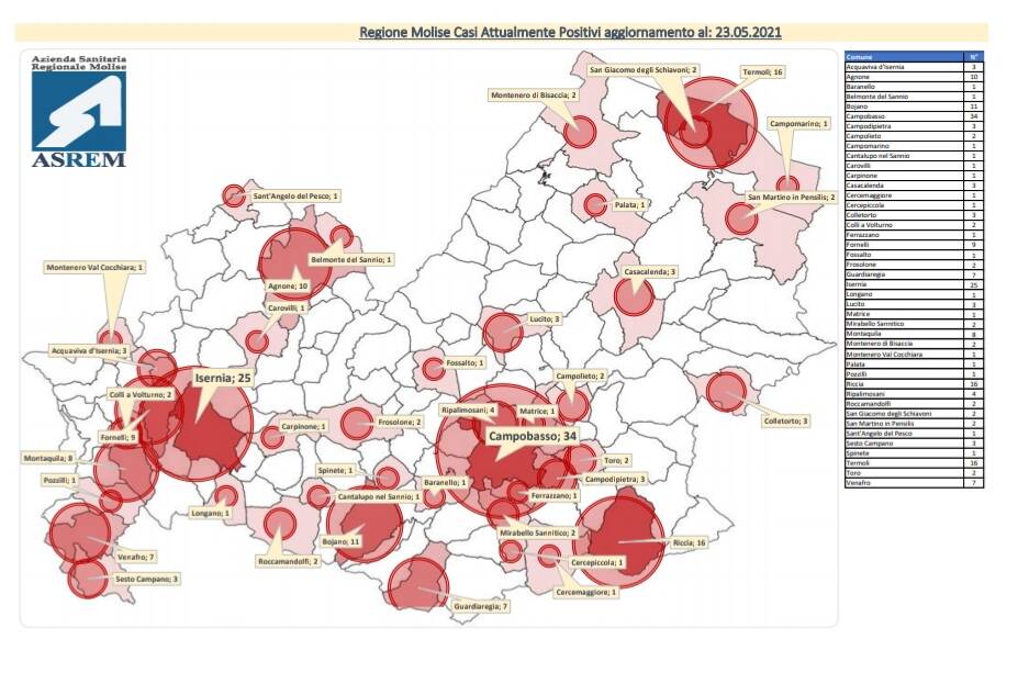 mappa contagi 23 maggio
