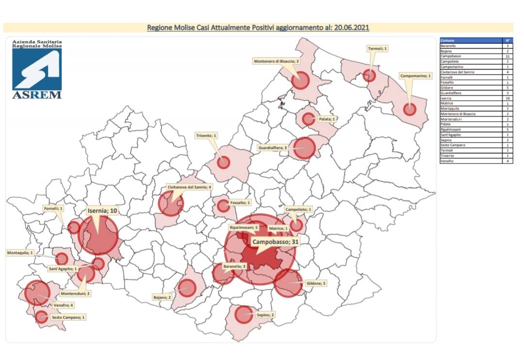 mappa contagi 20 giugno