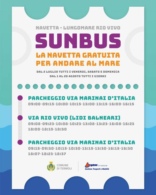 sunbus navetta mare rio vivo