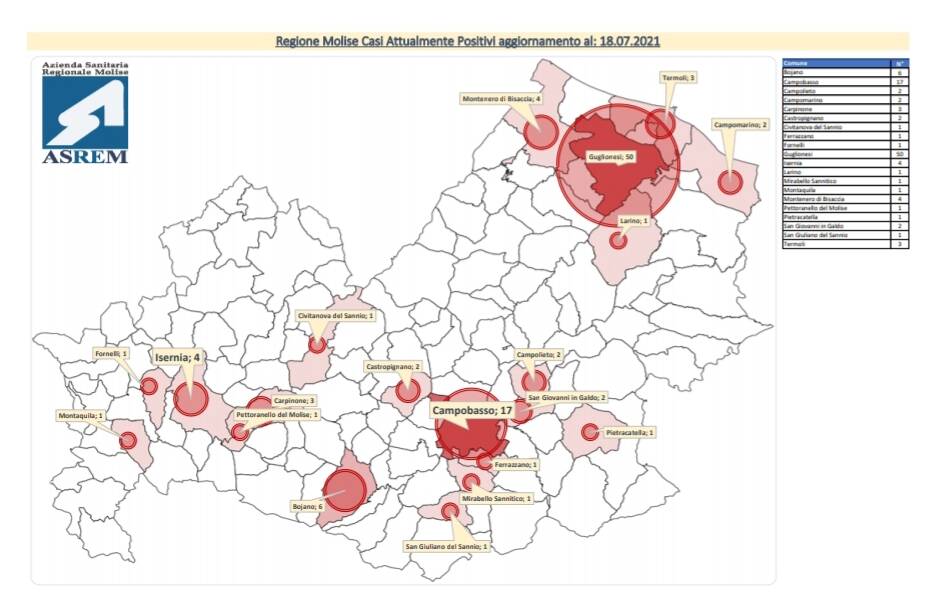 Mappa contagi 18 luglio