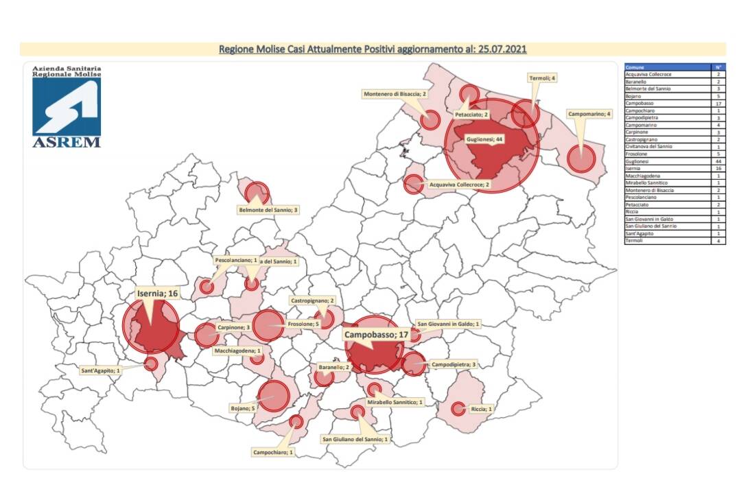 Mappa contagi 25 luglio