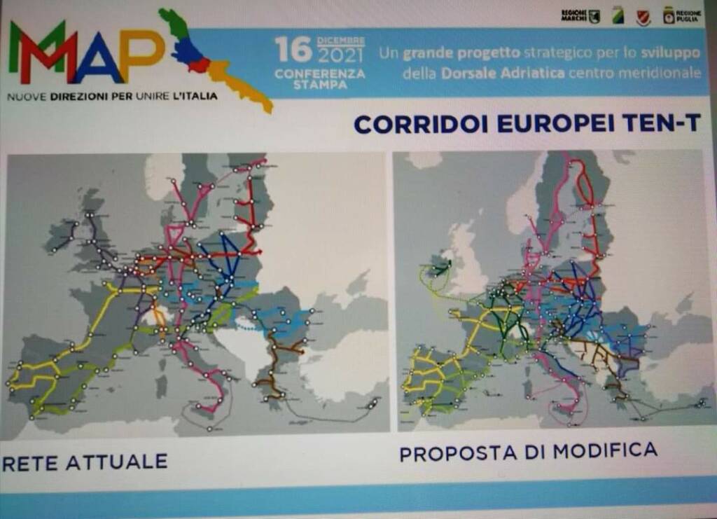 mappa corridoi europei rete extended core