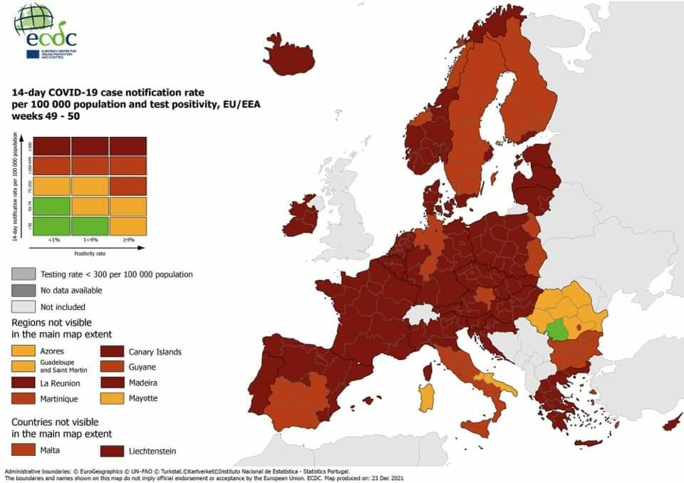 mappa contagi ecdc 23 dicembre