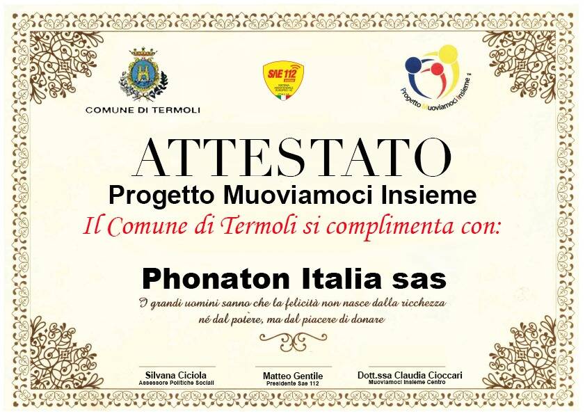 attestato sae 112 furgone disabili donatori